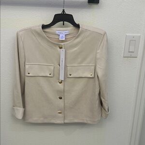 Carole Little Cream Boxy Jacket with Gold Buttons